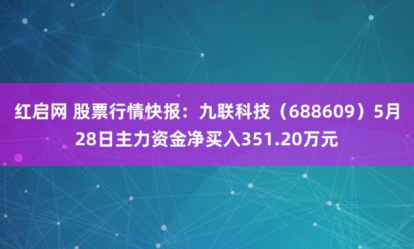 红启网 股票行情快报：九联科技（688609）5月28日主力资金净买入351.20万元